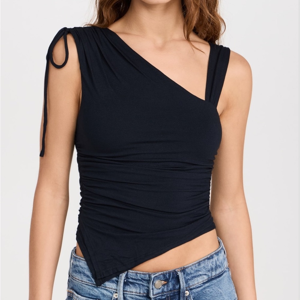 Free People Black Asymmetrical Dancing in the Sand Top